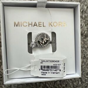 Michael Kors Silver and Crystal Logo Earrings
